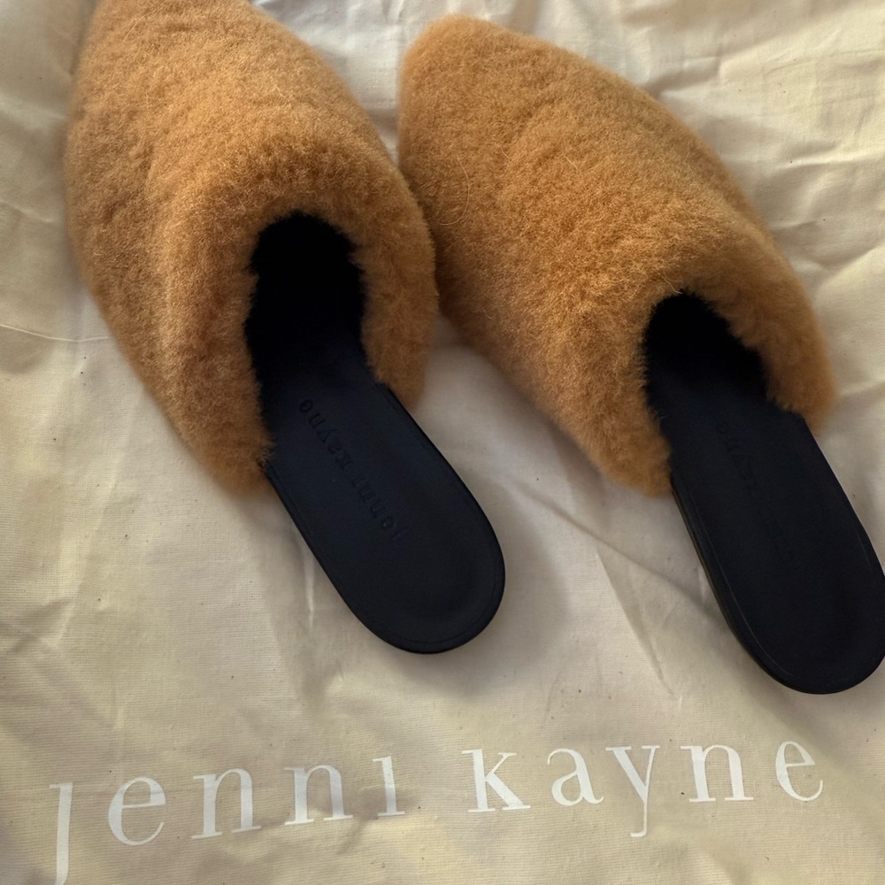 Jenni Kayne Tan Shearling Mules